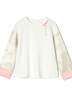 AL0C0001拼色设计感上衣套头微弹国风T恤女3.14春