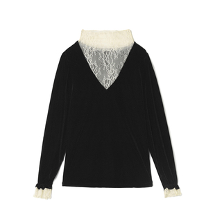 深圳南油NY0C0017蕾丝拼接上衣微弹修身 T恤女12.17春