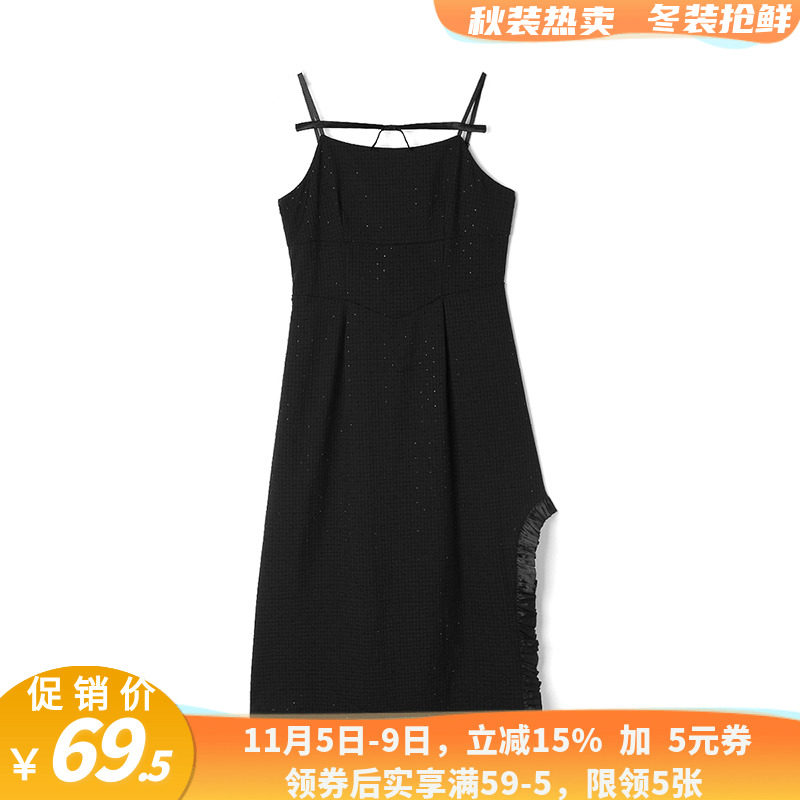AK清仓精品女装 品牌折扣店撤柜尾货 洋气不规则设计吊带连衣裙夏