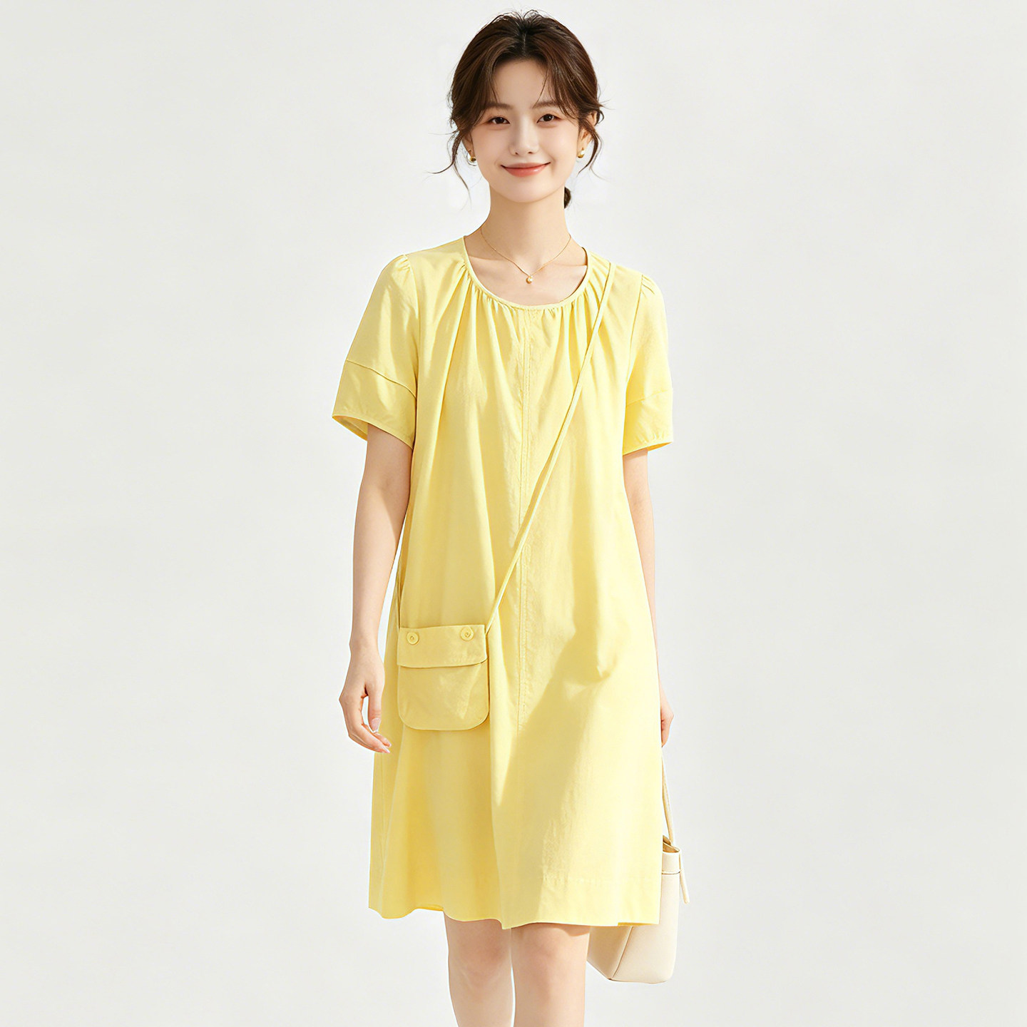 BY0A0022减龄镂空设计裙子五分袖连衣裙女5.18夏