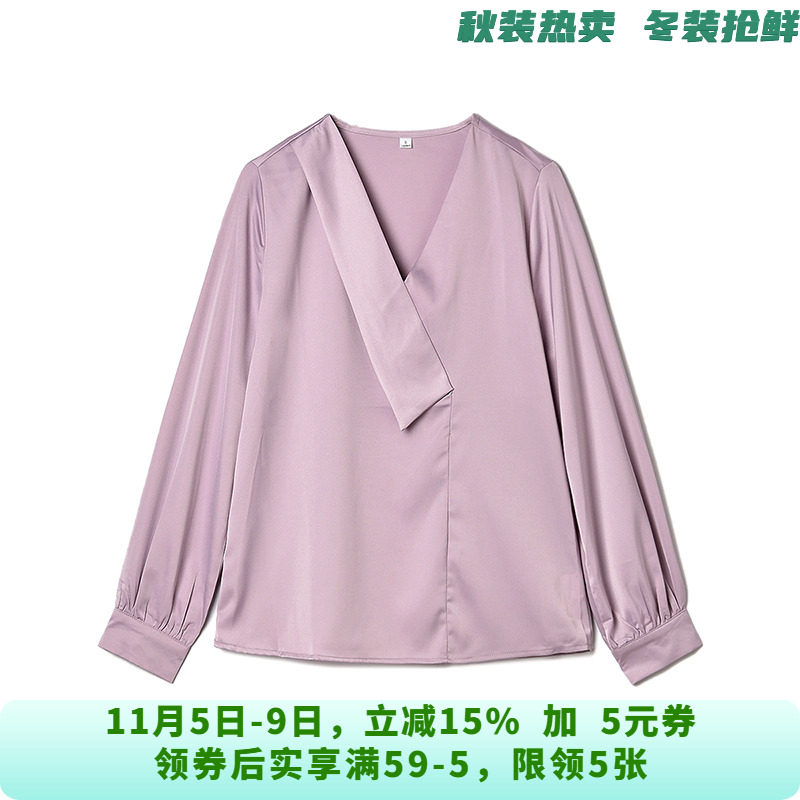 QC0D0007衬肤显白时尚感上衣套头长袖衬衫女10.21秋