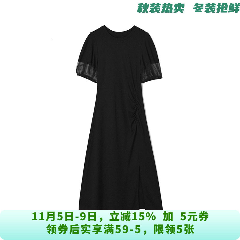 ZV0A0006套头圆领中长裙五分袖裙子连衣裙女2025夏