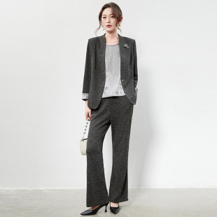 三件套装 KA0U0012西装 松紧腰长裤 背心 女2.24春 外套