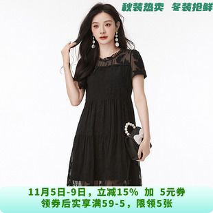 HF0A0016温婉大方中裙木耳领裙子连衣裙女5.31夏