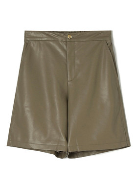 NV0P0002松紧腰五分裤洋气皮质裤子休闲裤女3.7春