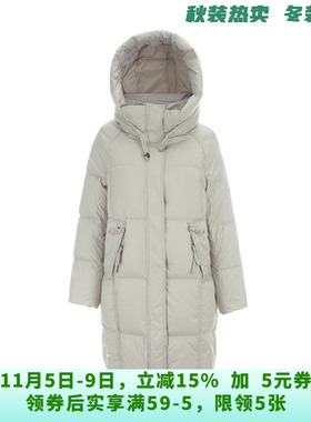 YR1B0204韩版宽松长款连帽外套防寒羽绒服女11.17冬