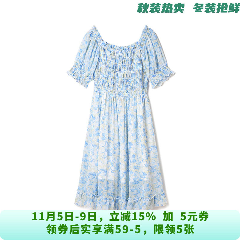 MX0A0067浪漫甜美中裙短袖碎花裙子连衣裙女6.11夏