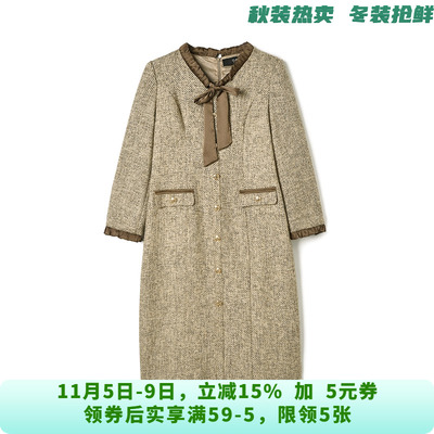 深圳南油CM0A0001小香风长袖中长裙连衣裙女11.15冬