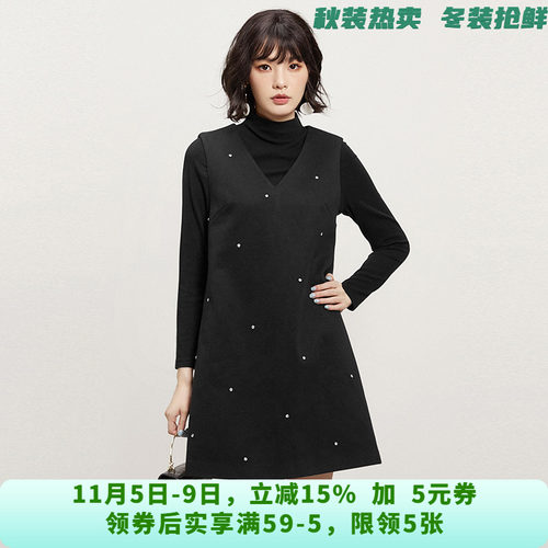 ZK0U0001长袖打底上衣+无袖短裙两件套装女7.7秋