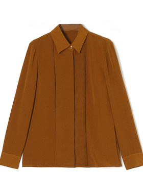 WM0D0001压褶设计感上衣单排扣纯色衬衫女3.4春