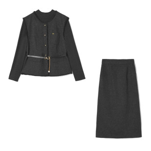 女2.24春 半身裙三件套装 KA0U0014单排扣马甲 上衣