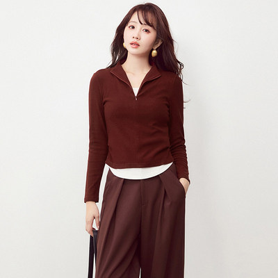 RX0E0002修身显瘦打底上衣微弹力针织衫女3.19春