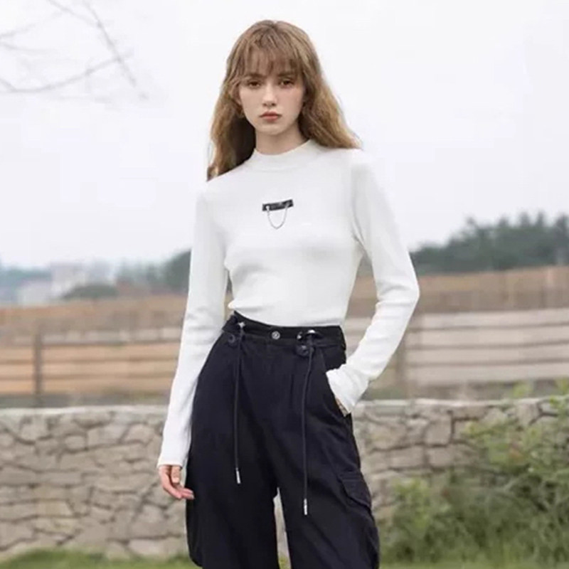 TE0C0004修身显瘦上衣简约图案套头长袖T恤女4.7春