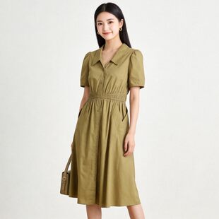 HH0A0012单排扣纯色裙子连衣裙专柜折扣女装6.10夏