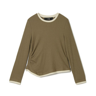 YA0E0002拼色圆领套头上衣不规则针织衫 女12.23春