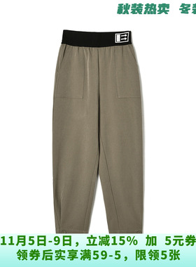GO0P0010拼色设计长裤松紧腰裤子休闲裤女10.17秋