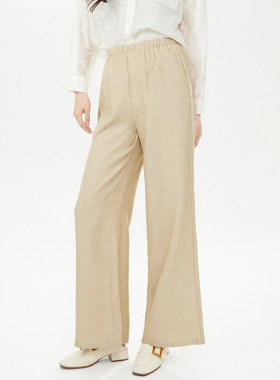 MN0P0037松紧腰长裤垂感舒适裤子休闲裤女2.27春