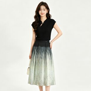 HH0U0013国风上衣+裙子两件套装专柜折扣女装6.10夏
