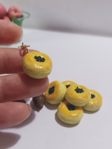 手作微缩面包店食玩芝麻红豆饼拉链扣包挂翻包手机绳钥匙扣礼物
