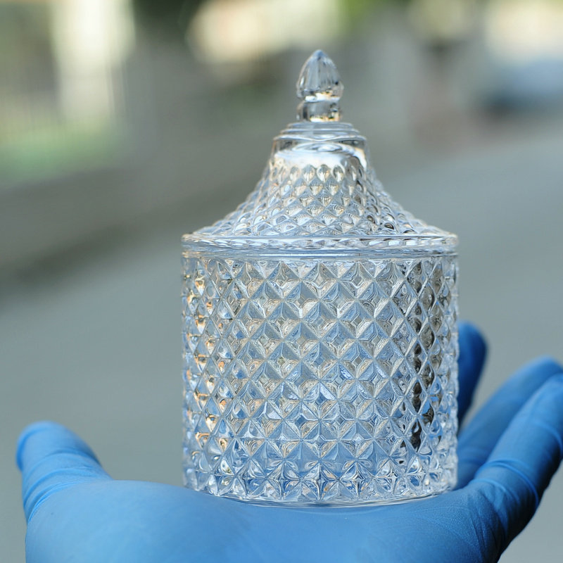 叮当堂欧式透明水晶玻璃笔筒棉签盒果罐带盖储物罐菠萝缸包邮捡漏