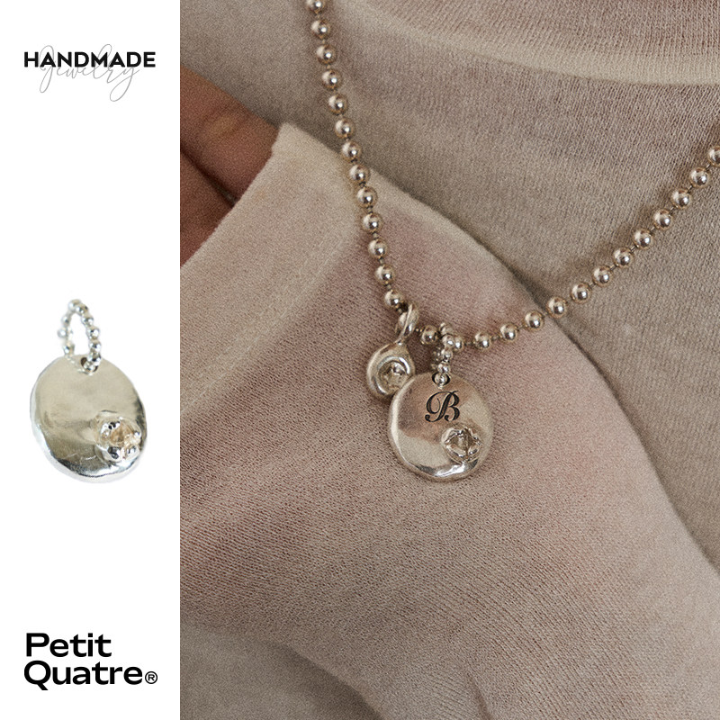 PetitQuatre纯手工制通体纯银925天然水晶原石镶嵌吊坠男女同款
