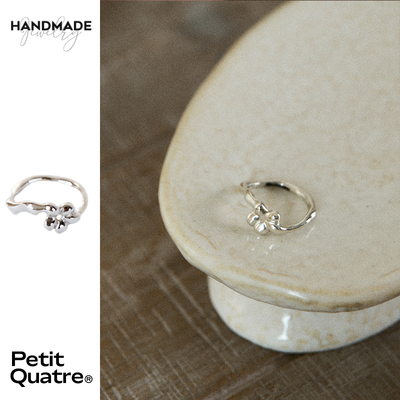 PQ纯手工制不规则花花素圈戒指