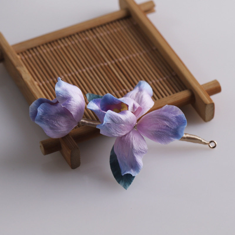 手工制作非遗绒花胸针鸢尾花饰品国风新中式旗袍胸花佩饰送礼品