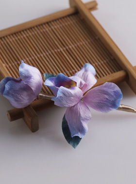 手工制作非遗绒花胸针鸢尾花饰品国风新中式旗袍胸花佩饰送礼品