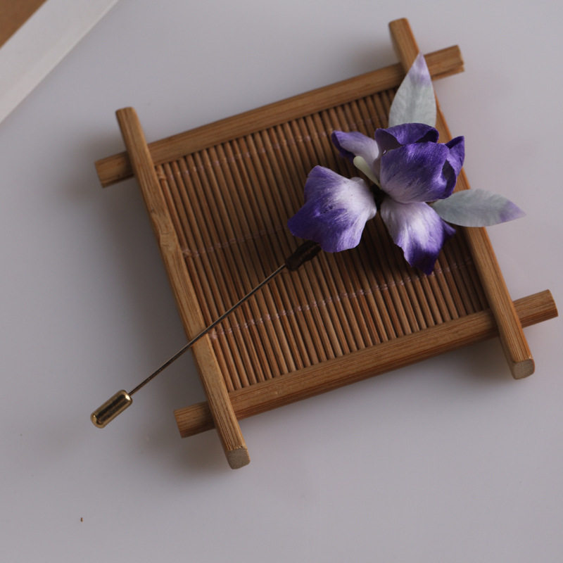 非遗手工制作绒花胸针送圣诞节礼物汉服鸢尾花旗袍配饰女大衣佩饰