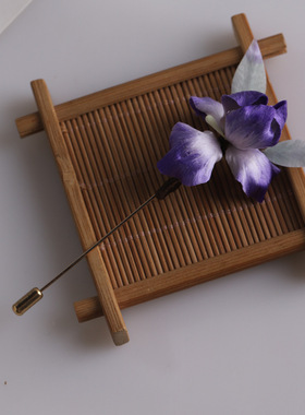 非遗手工制作绒花胸针送圣诞节礼物汉服鸢尾花旗袍配饰女大衣佩饰