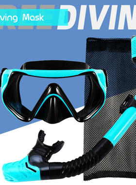 成人硅胶潜水镜浮潜三宝全干式呼吸管游泳眼镜自由潜防水面罩装备