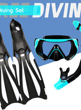 成人硅胶潜水面镜全干式呼吸管游泳自由浮潜三宝脚蹼训练蛙鞋装备