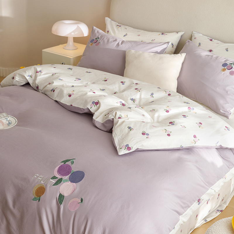 ins风纯棉床上四件套100全棉儿童女孩床品被套学生宿舍床单三件套