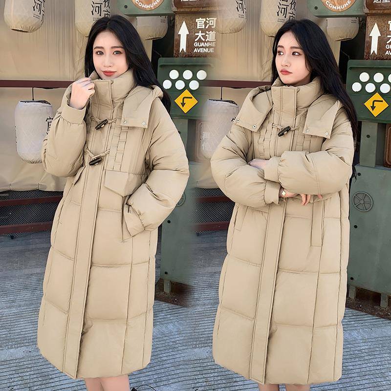 羽绒棉服女款2025秋冬新款韩版大码洋气连帽宽松派克服中长款棉袄