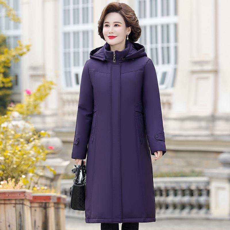 2024新款休闲妈妈羽绒服女士加长款加厚中老年人冬装过膝大码冬装