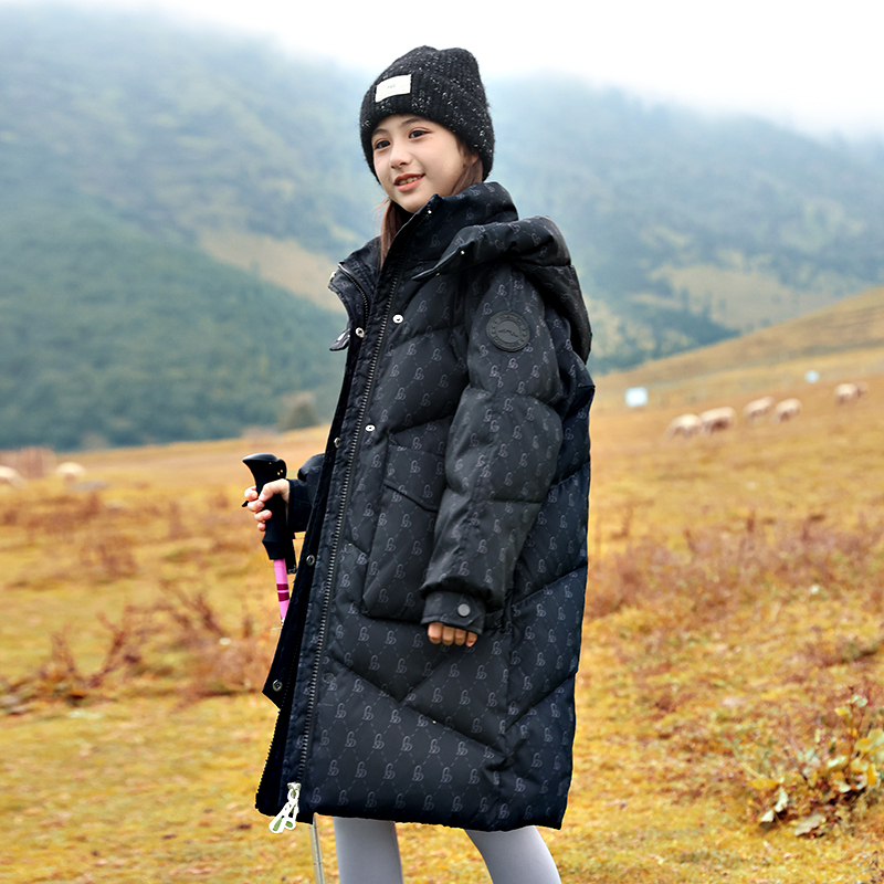 加厚女童羽绒服中长款过膝洋气2024新款儿童装中大童冬季女孩外套