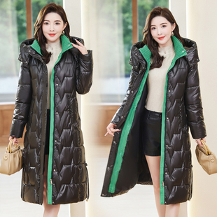 时尚洋气厚款羽绒棉服女2023冬季收腰显瘦中长款棉袄保暖外套女士