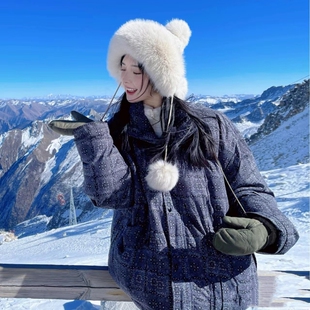 毛毛帽子女冬季保暖加绒加厚雷锋帽仿皮草狐狸毛针织可爱旅游防寒