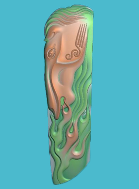 仿古马精雕图生肖马牌随形浮雕图JDP玉雕图BMP灰度图