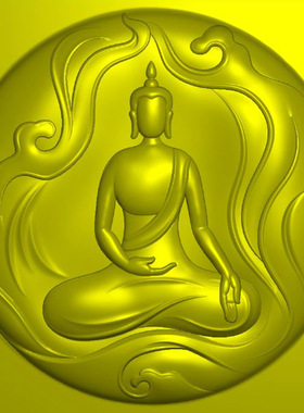 无相佛精雕图带线圆牌玉雕图模型图电脑雕刻图JDP浮雕图BMP灰度图