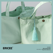 朴实无华 简约 非常能装 薄荷绿布袋包包