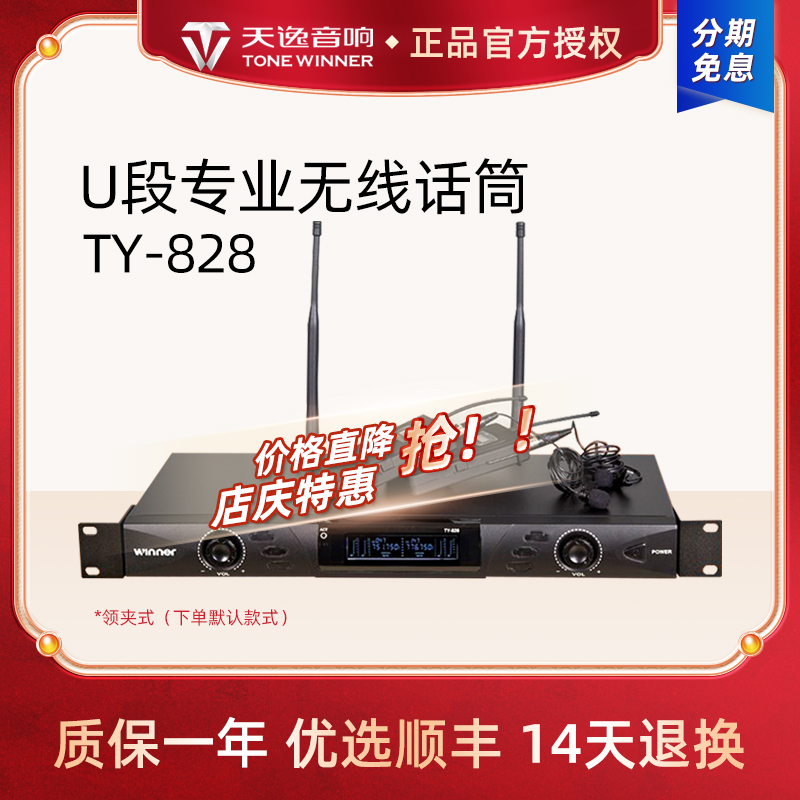 Winner/天逸 TY-828 U段一拖二无线话筒手持领夹鹅颈舞台会议室用