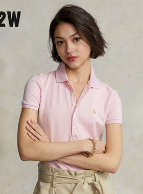 R2W彩色五粒扣修身棉弹气质职业正肩Polo衫T恤女翻领运动休闲上衣