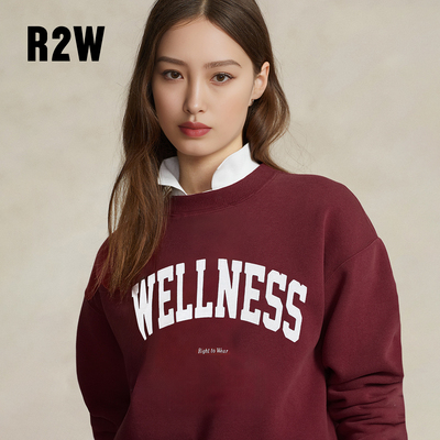 R2W磨毛宽松运动卫衣潮牌