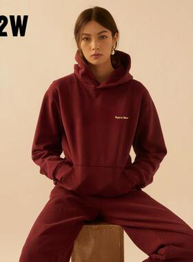 R2W美式复古高阶运动休闲宽松棉质磨毛连帽卫衣外套慵懒套头衫RTW