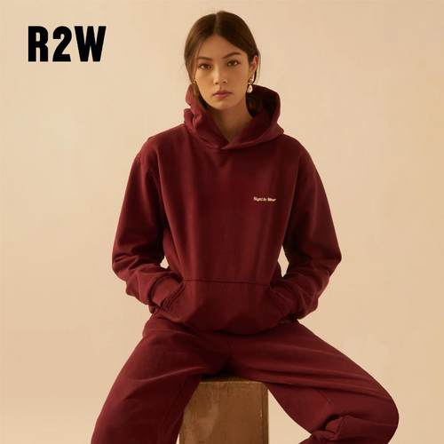 R2W美式复古高级感穿搭连帽卫衣