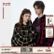 BJHG不计后果格子衬衫男款秋季休闲长袖外套潮高级感痞帅情侣衬衣