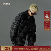 美式 新款 复古情侣格子夹克上衣女 春季 BJHG不计后果小香风外套男款