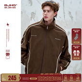 潮牌夹克柔丝绒休闲外套女 美式 BJHG不计后果复古运动外套男款 春季