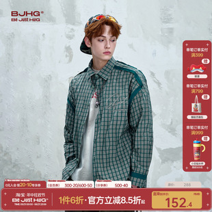 BJHG不计后果复古格子衬衫男款春秋2026新款美式宽松舒适衬衣外套